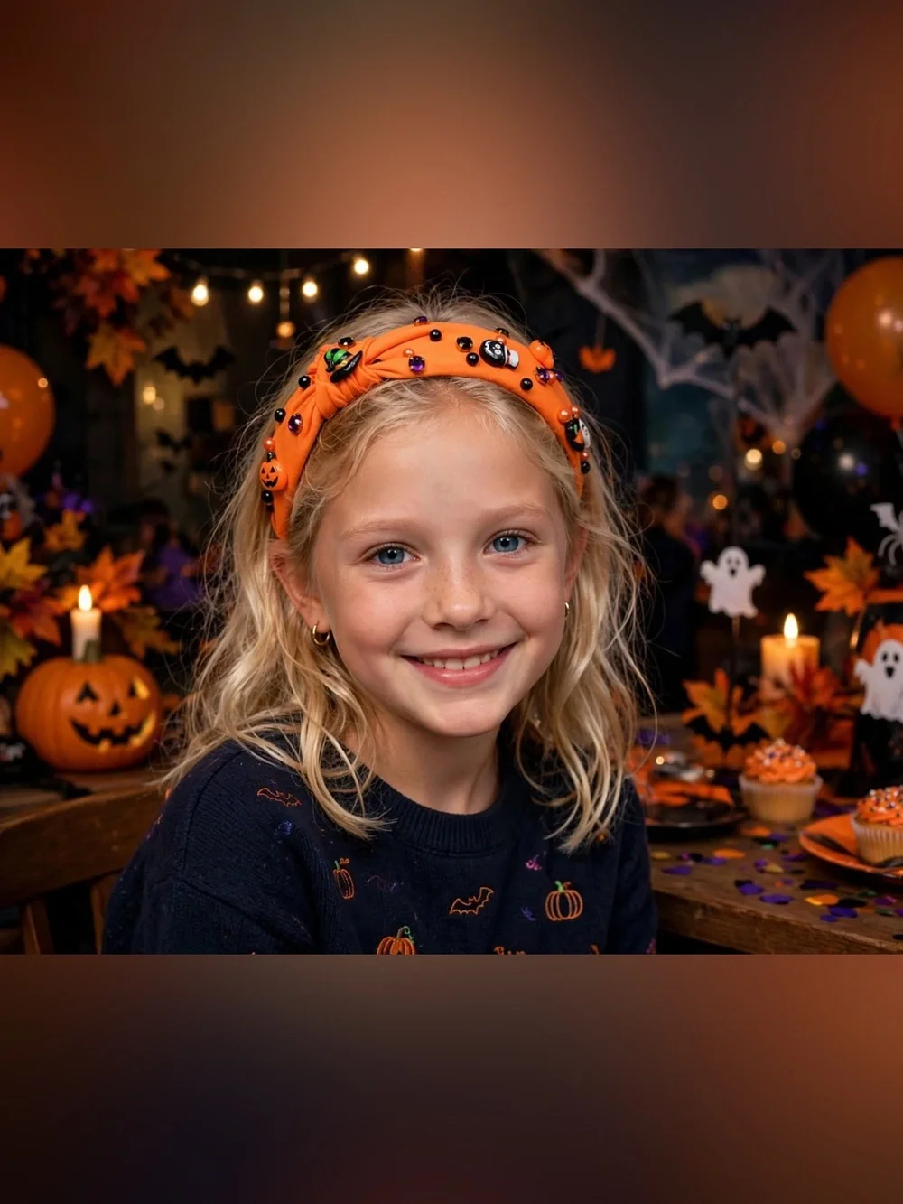 Ivyu Orange Embellished Halloween Headband